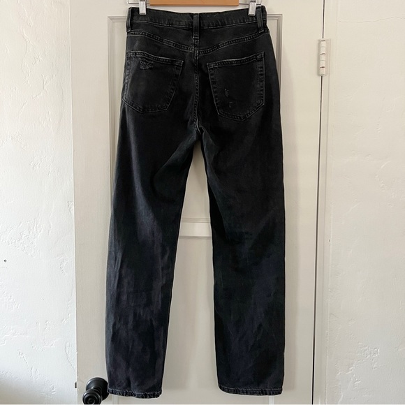 GAP women’s washed black distressed high rise 90s loose jeans 0 25 straight leg - Picture 4 of 7